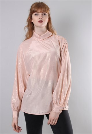 VINTAGE 80S GOLD POLKA DOT BLOUSE