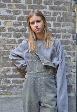 VINTAGE 90'S STRIPED DENIM DUNGAREES