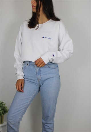 VINTAGE CHAMPION SWEATSHIRT JUMPER W LOGO FRONT & SLEEVE