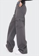 HIGH WAIST PARACHUTE JOGGERS CARGO POCKET PANTS IN GREY