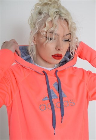 VINTAGE ADIDAS BIG LOGO SWEATSHIRT HOODIE PINK