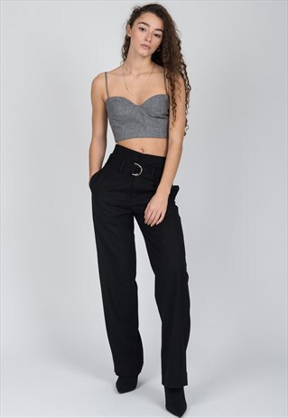 HIGH WAISTED WIDE-LEG TROUSERS IN BLACK