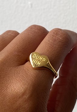 bymehshake heart shaped signet 18k gold plated ring