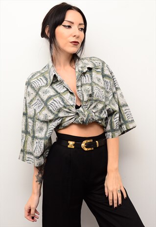 VINTAGE 90'S INDIE GRUNGE ABSTRACT PATTERNED OVERSIZED SHIRT