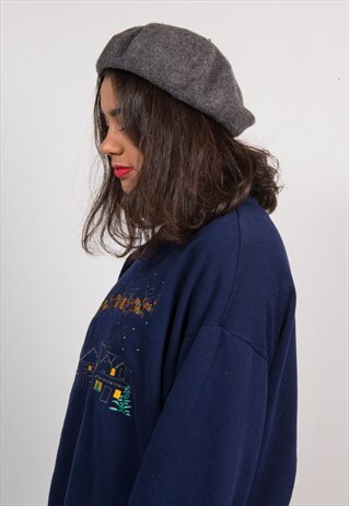 VINTAGE CLUELESS STYLE 90'S GREY BERET HAT