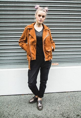 OVERSIZED SUEDE BIKER JACKET (80'S STYLE)