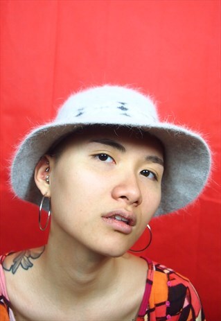 GREY WOOL FLUFFY HAT
