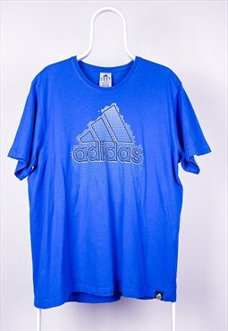 Vintage Adidas T-Shirt Spell Out Logo Blue XL