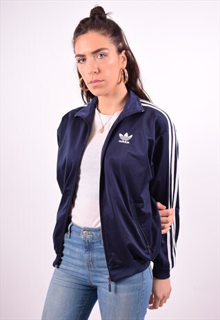 ADIDAS WOMENS VINTAGE TRACKSUIT TOP JACKET LARGE BLUE 90'S