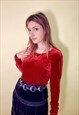 CUTE VINTAGE RED VELVET LONG SLEEVE T SHIRT