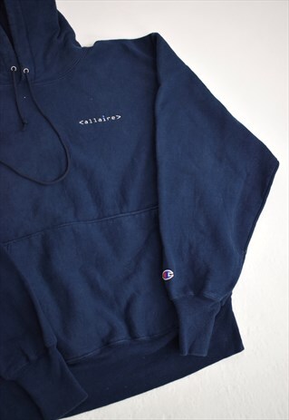 VINTAGE 90S CHAMPION NAVY 'ALLAIRE' HOODIE