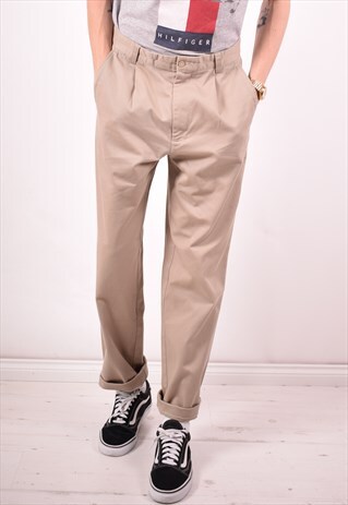 POLO RALPH LAUREN MENS VINTAGE TROUSERS W33 L34 BEIGE 90S