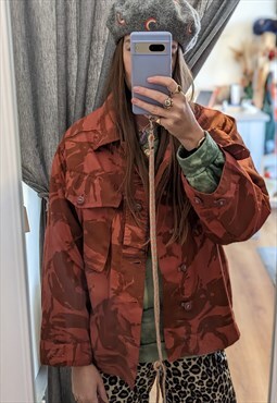 Vintage Overdyed Camo Army Jacket - Rust