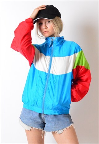 VINTAGE 90S COLOUR BLOCK SHELL WILSON BOMBER JACKET