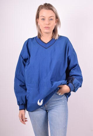 NIKE WOMENS VINTAGE PULLOVER JACKET XL BLUE 90'S
