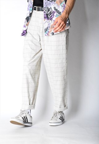 VINTAGE 80S BEIGE CHECK PANTS