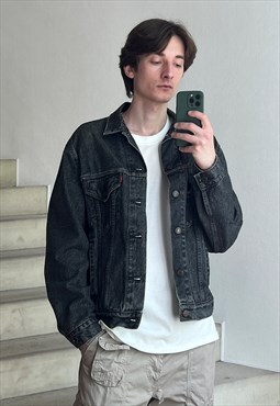 Vintage LEVIS Denim Jacket Trucker Coat 90s Washed Grey 
