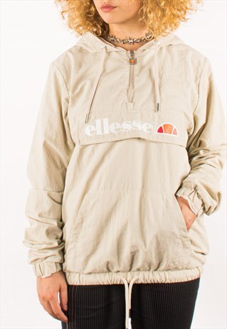 VINTAGE OFF WHITE ELLESE WINDBREAKER PULLOVER JACKET