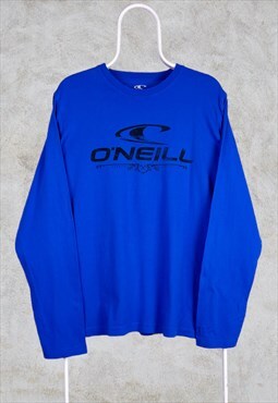 Vintage O'Neill Long Sleeve T-Shirt Blue Spell Out Medium