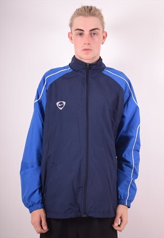 NIKE MENS VINTAGE TRACKSUIT TOP JACKET XL BLUE 90S