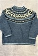 EDDIE BAUER KNITTED JUMPER ABSTRACT PATTERNED KNIT SWEATER