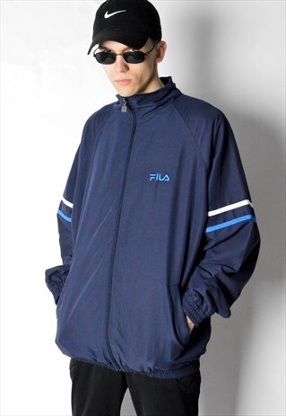 VINTAGE 90S NAVY BLUE FILA TRACK JACKET