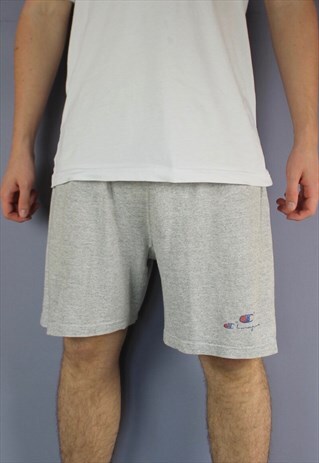 VINTAGE CHAMPION SHORTS IN GREY WITH LOGO. SIZE XL, LIGHT MA