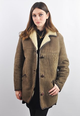 VINTAGE 70S BROWN SHEEPSKIN SHEARLING