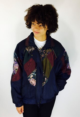 VINTAGE 80S COLOURFUL RAVE BOMBER COAT