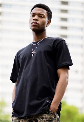 DEFY T-SHIRT IN BLACK WITH GOLD FOIL PRINT