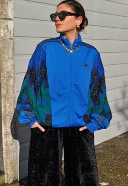 90's vintage adidas reworked track jacket crazy pattern knit