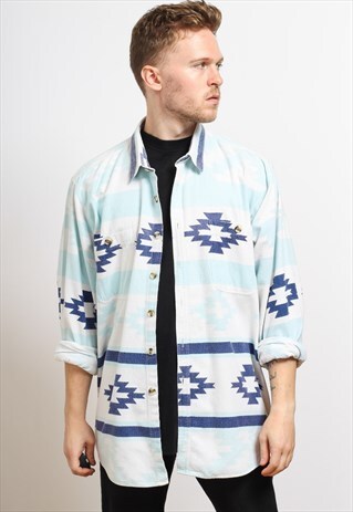 VINTAGE AZTEC PATTERNED SHIRT