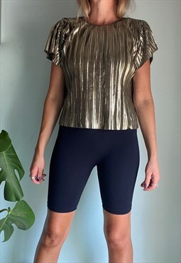 Vintage Gold Pleated Top