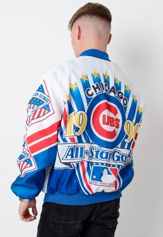 VINTAGE 1990 CUBS ALL STAR GAME JACKET IN WHITE LARGE