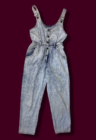 vintage acid wash  small blue denim 80s dungarees
