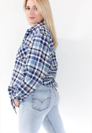 VINTAGE 90'S OVERSIZED SOFT CHECK FLANNEL BOYFRIEND SHIRT