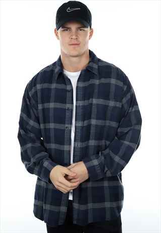 VINTAGE RALPH LAUREN CHECK OVER SHIRT BLUE