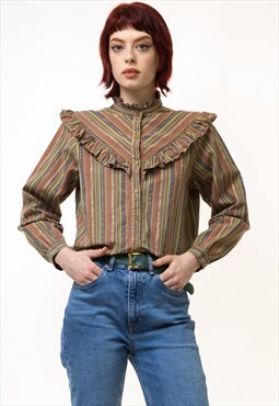 70s Vintage Austrian Bavarian Dirndl Victorian Blouse 5301