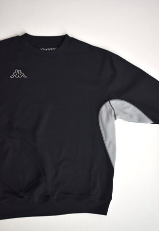 VINTAGE 90S KAPPA BLACK GREY PANEL SWEATSHIRT