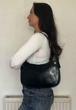 Vintage Black Leather Classic Shoulder Bag