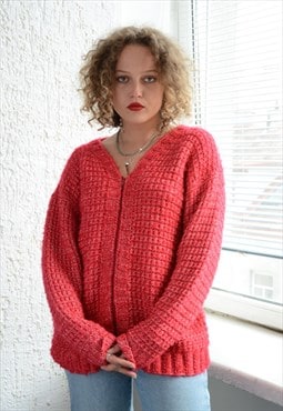 Vintage 80's Pink Knitted Cardigan