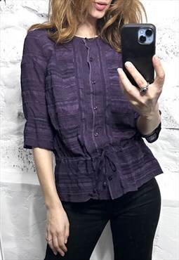 Purple Boho Embroidered Blouse / Top - S - M
