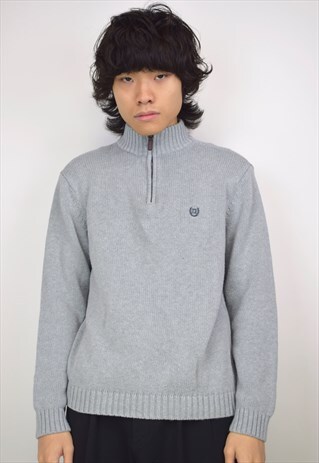 VINTAGE 90S CHAPS GREY 3/4 ZIP JUMPER
