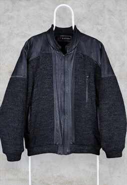 Vintage Yves Saint Laurent Leather Jacket Wool Bomber XL