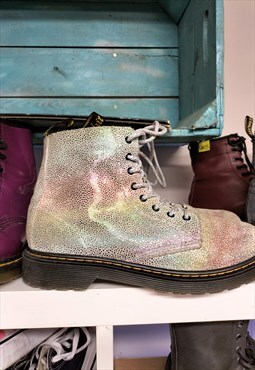 Dr Marten Rainbow Pink Glitter Boots UK 4 1460 Pascal