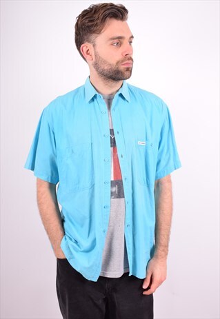 MENS VINTAGE SHIRT LARGE BLUE 90'S