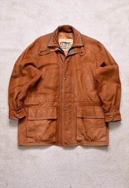 Vintage 90s Tan Leather Suede Jacket 