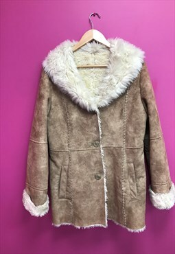 Vintage 00s Dash Afghan Coat Brown Shearling Lined