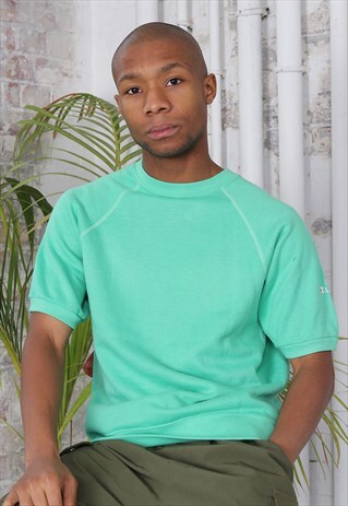 VINTAGE CHAMPION LOGO SHORT SLEEVE SWEATSHIRT GREEN