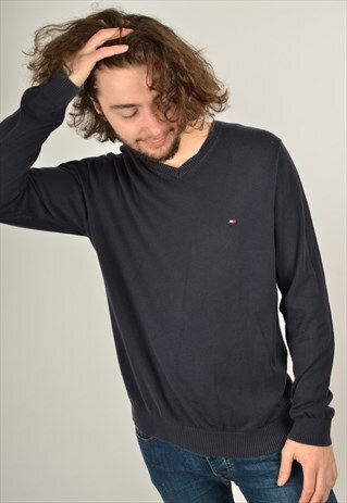 VINTAGE TOMMY HILFIGER JUMPER IN NAVY BLUE